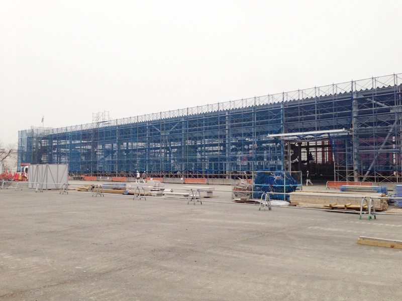 埼玉県深谷市工業団地倉庫新築工事足場